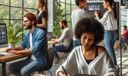 Freelancers working in an office