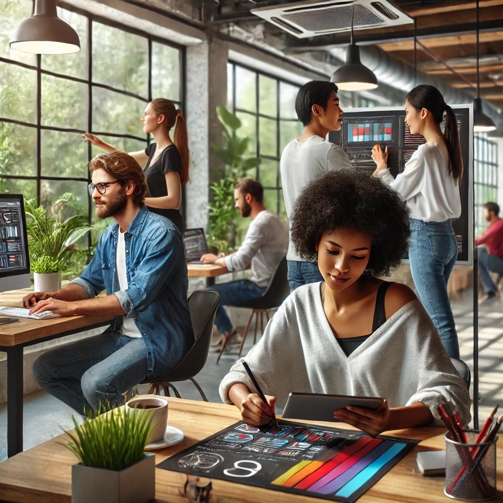 Freelancers working in an office